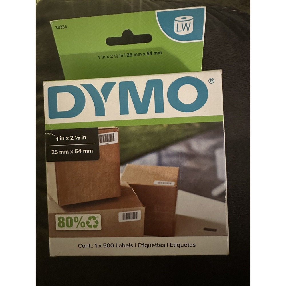 Genuine Dymo 30336 Multipurpose Labels, 1‎ In. x 2-1/8 In., 500/Roll Set Of 2
